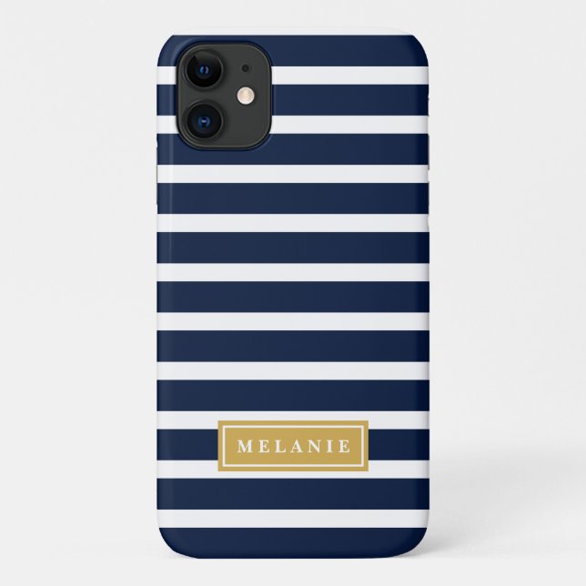 Coques Case-Mate iPhone Modèle de nom Gold du Motif de la marine (Dos)