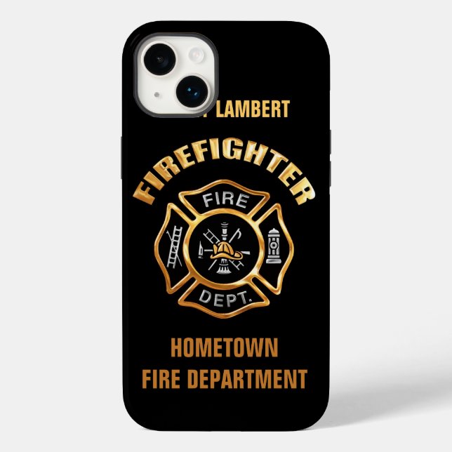 Coques Case-Mate iPhone Modèle de nom Gold du service d'incendie (Verso)