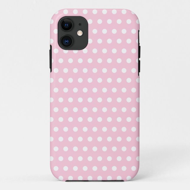 Coques Case-Mate iPhone Modèle de pois rose et blanc (Dos)
