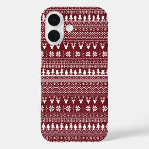 Coque Pour iPhone 16 Modèle de pull de Noël classique rouge pour renne