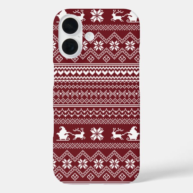 Coques Case-Mate iPhone Modèle de pull de Noël rouge du Père Noël (Verso)