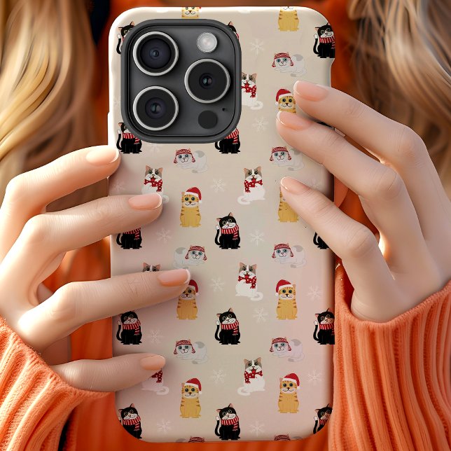 Coques Case-Mate iPhone Modèle de vacances festif de chats de Noël (Créateur téléchargé)