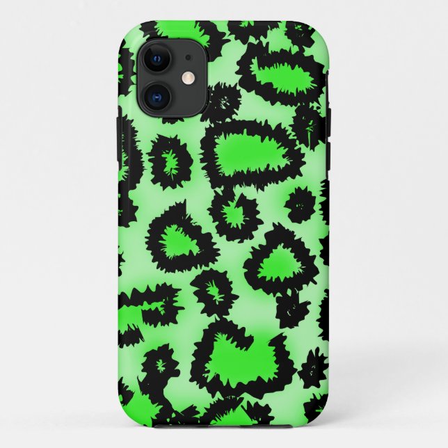 Coques Case-Mate iPhone Modèle d'empreinte de léopard de noir et de vert (Dos)