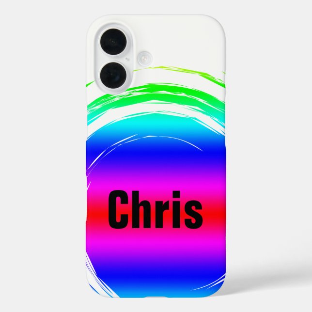 Coques Case-Mate iPhone Modèle du nom du cercle rose bleu vert (Verso)