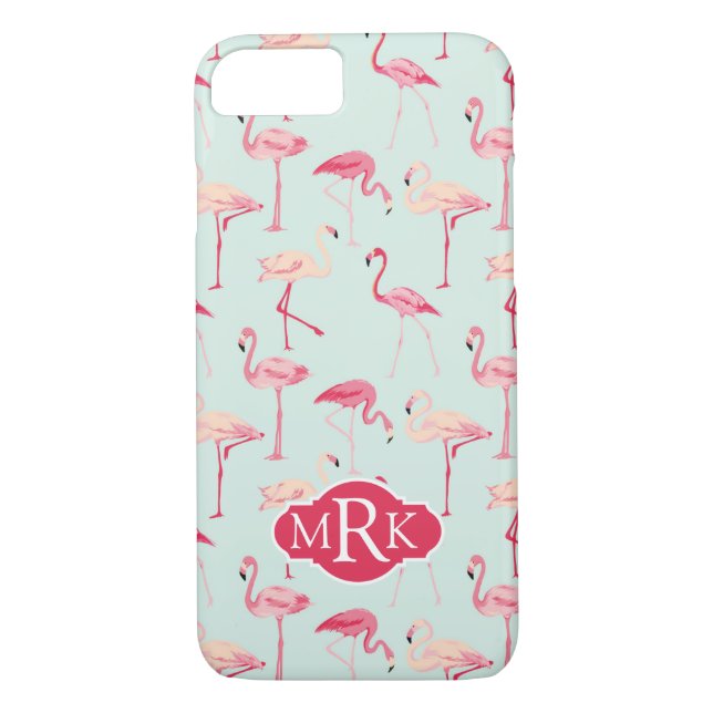 Coques Case-Mate iPhone Modèle Flamingo rétro| Monogramme (Dos)