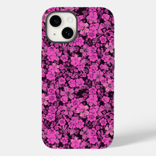 Coque Case-Mate iPhone Modèle floral 15.Rouge noir BG