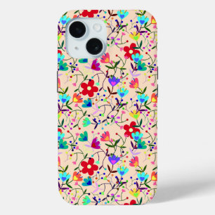 Coque Case-Mate iPhone Modèle floral beige Arrière - plan coloré