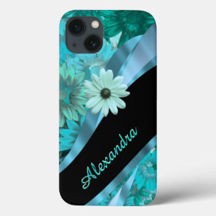 Coque Case-Mate iPhone Modèle floral bleu aqua personnalisé