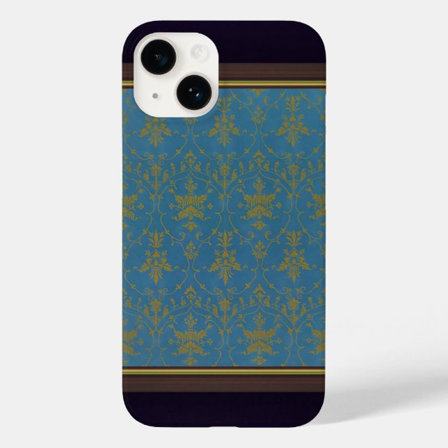 Coques Case-Mate iPhone Modèle Floral Bleu Et Or (Verso)