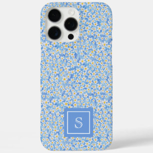 Coque iPhone 16 Pro Max Modèle floral bleu marguerite personnalisé
