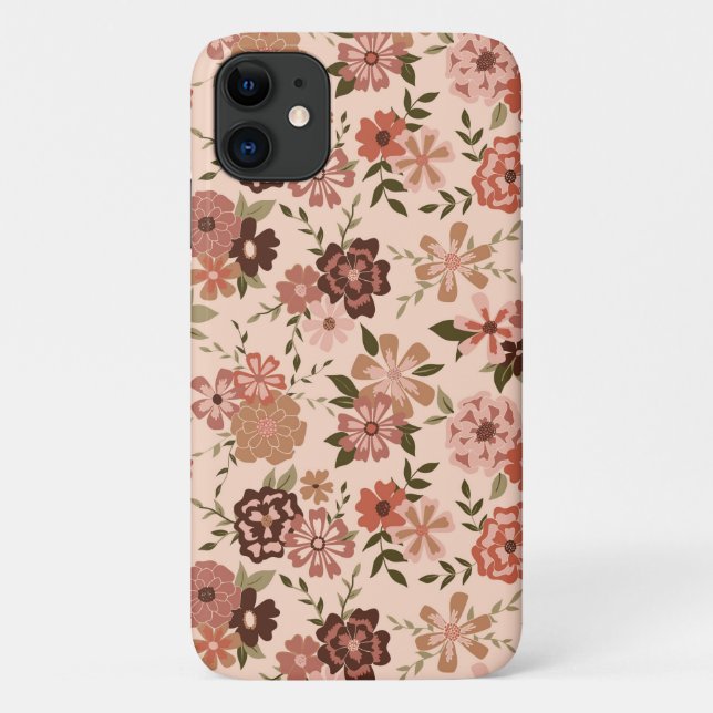 Coques Case-Mate iPhone Modèle floral Brown de la Pêche Whimsical (Dos)