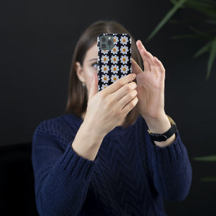 Coque Pour iPhone 16 Modèle floral dahlia blanc sur noir