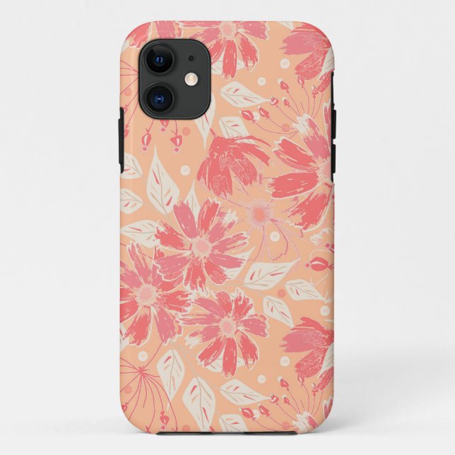 Coques Case-Mate iPhone Modèle floral dans les teintes pêche à la mode (Dos)