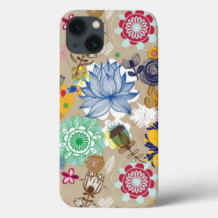 iPhone 13 Coque Modèle floral dans style rétro 3