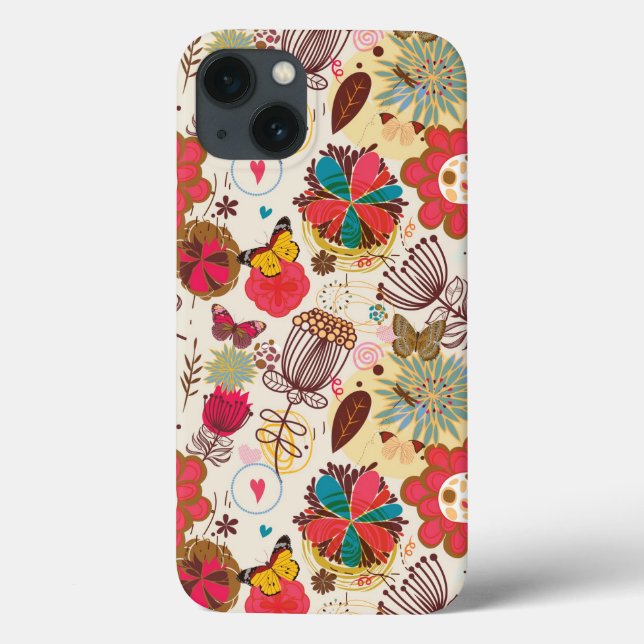Coques Case-Mate iPhone Modèle floral dans style rétro 4 (Verso)