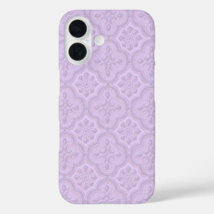 Coque Pour iPhone 16 Modèle Floral Décoratif En Mauve
