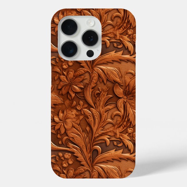 Coques Case-Mate iPhone Modèle floral en cuir Brown à outils 3-D (Verso)