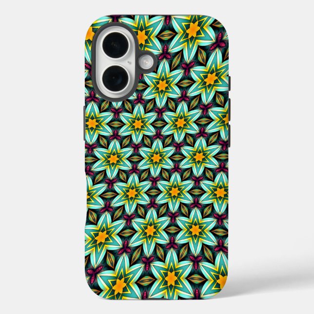 Coques Case-Mate iPhone Modèle Floral Étoiles Vertes (Verso)