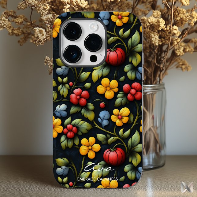Coques Case-Mate iPhone Modèle floral Khokhloma moderne en couleurs gras (Créateur téléchargé)