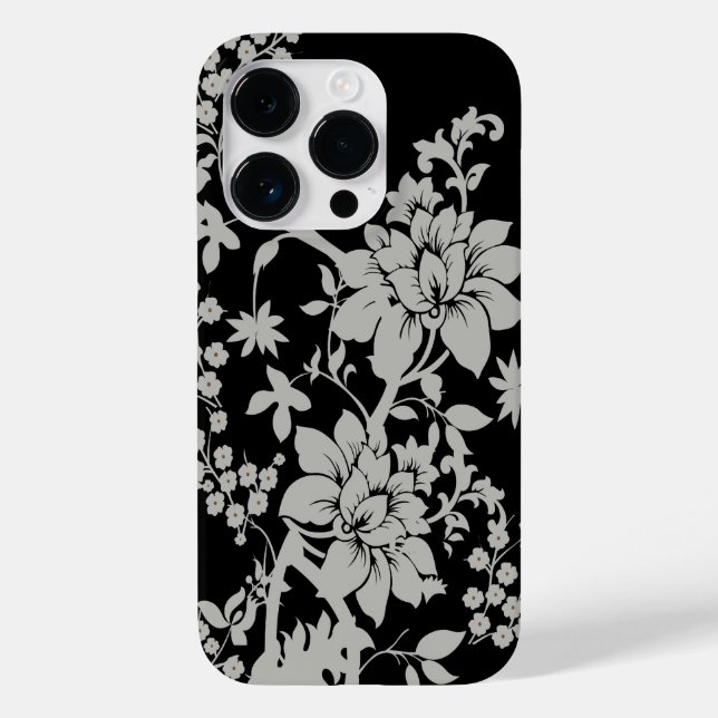 Coques Case-Mate iPhone Modèle floral noir et argent (Verso)