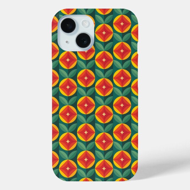 Coques Case-Mate iPhone Modèle Floral Orange Moderne Du Milieu Du Siècle (Verso)