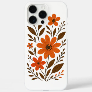 Coque iPhone 16 Pro Max Modèle Floral Orange Rétro