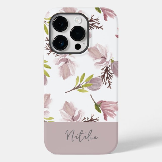 Coques Case-Mate iPhone Modèle floral pastel à script mignon personnalisé (Verso)