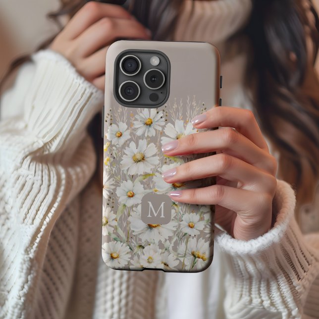 Coques Case-Mate iPhone Modèle floral personnalisé (Personalized Floral Pattern iPhone Case Beige by MINTIC DESIGN STUDIO)