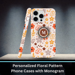 Coque Case-Mate iPhone Modèle floral personnalisé avec nom de monogramme