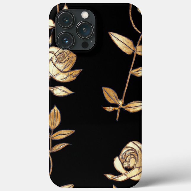 Coques Case-Mate iPhone Modèle Floral Rose noir & or (Verso)