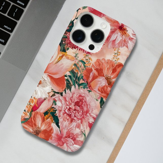 Coques Case-Mate iPhone Modèle Floral rose orange (Créateur téléchargé)
