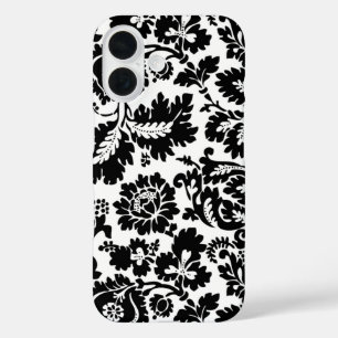 Coque Pour iPhone 16 Modèle floral vénitien noir et blanc de William Mo