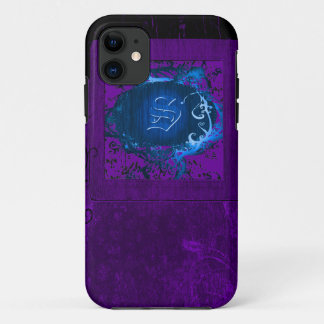 Coque Case-Mate iPhone Modèle floral vintage pourpre et Monogramme S