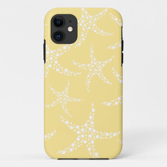 Coques Case-Mate iPhone Modèle jaune et blanc de Sandy d'étoiles de mer (Dos)