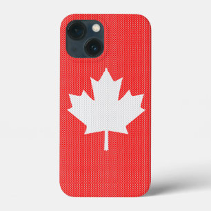 iPhone 13 Mini Case Modèle Knit Maple Leaf Tricot Motif