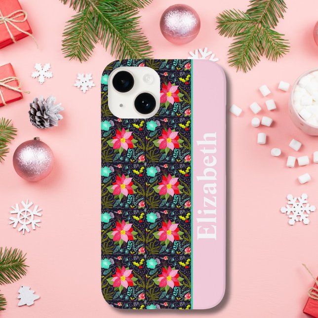 Coques Case-Mate iPhone Modèle moderne de poinsettia de Noël (Créateur téléchargé)