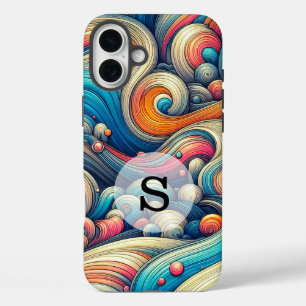 Coque Pour iPhone 16 Plus Modèle personnalisé impression psychédélique ondul