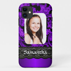 Coques Pour iPhone Modèle photo personnalisé en dentelle violette et