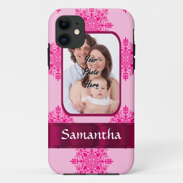 Coques Case-Mate iPhone Modèle photo rose de damassé (Dos)