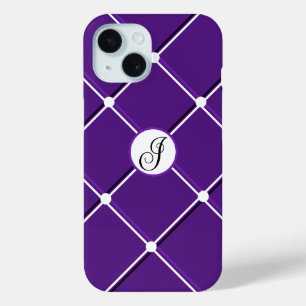 Coque Case-Mate iPhone Modèle rayé violet et blanc avec initiale I élégan