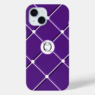 Coque Case-Mate iPhone Modèle rayé violet et blanc avec initiale Q élégan