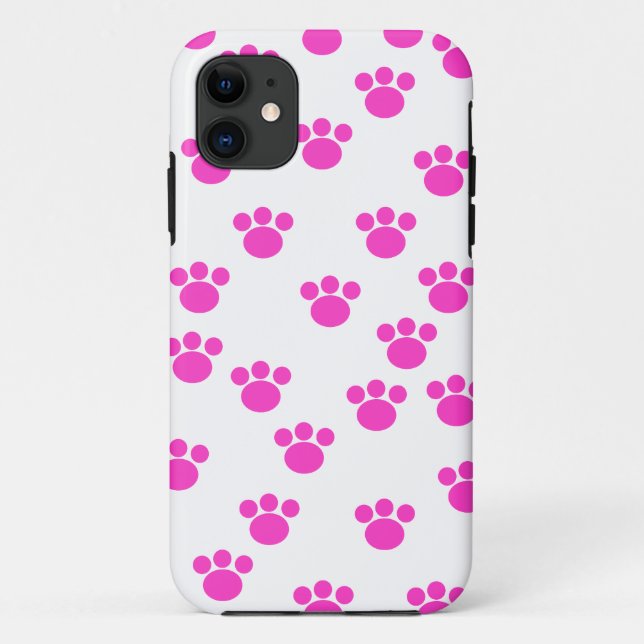 Coques Case-Mate iPhone Modèle rose et blanc lumineux d'empreinte de patte (Dos)
