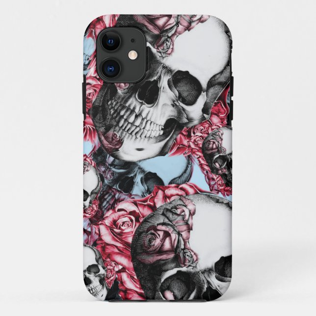 Coques Case-Mate iPhone Modèle rose multi americana de crâne (Dos)