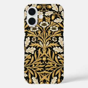 Coque Pour iPhone 16 Modèle William Morris Vintage Gold Black Oak