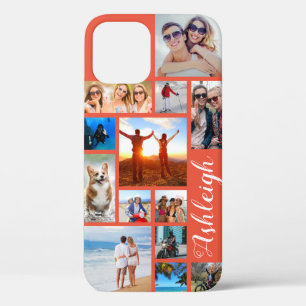 Case-Mate iPhone Case Modern 13 Photo Collage Nom Script Coral Orange