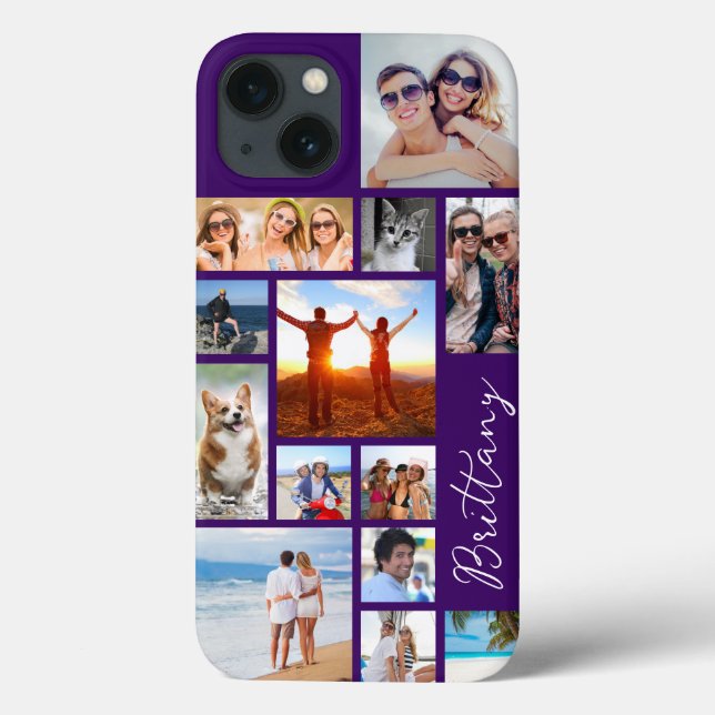 Coques Case-Mate iPhone Modern 13 Photo Collage Signature Nom Votre couleu (Verso)