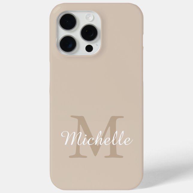 Coques Case-Mate iPhone Modern Beige Monogram Script Name (Verso)