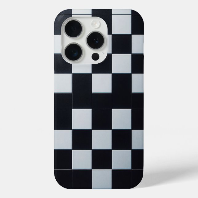 Coques Case-Mate iPhone Modern Black & White Textured Checkerboard Phone  (Verso)