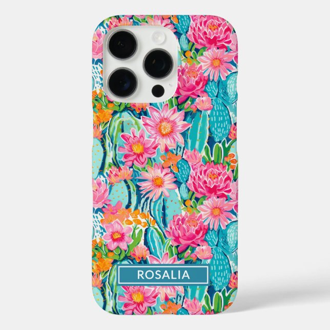 Coques Case-Mate iPhone Modern Colorful Blooming Cacti Personalized (Verso)