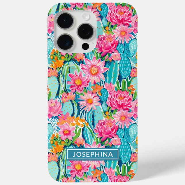 Coques Case-Mate iPhone Modern Colorful Blooming Cacti Personalized (Verso)